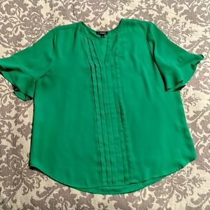Green Dress Shirt with Ruffled Sleeves